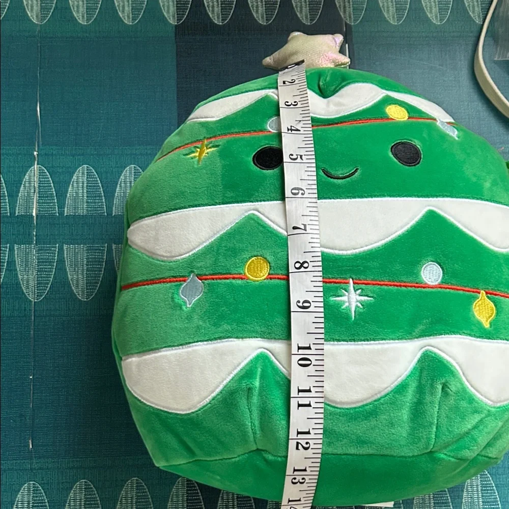 Squishmallow Johann 12” Festive Green and White Holiday Pillow